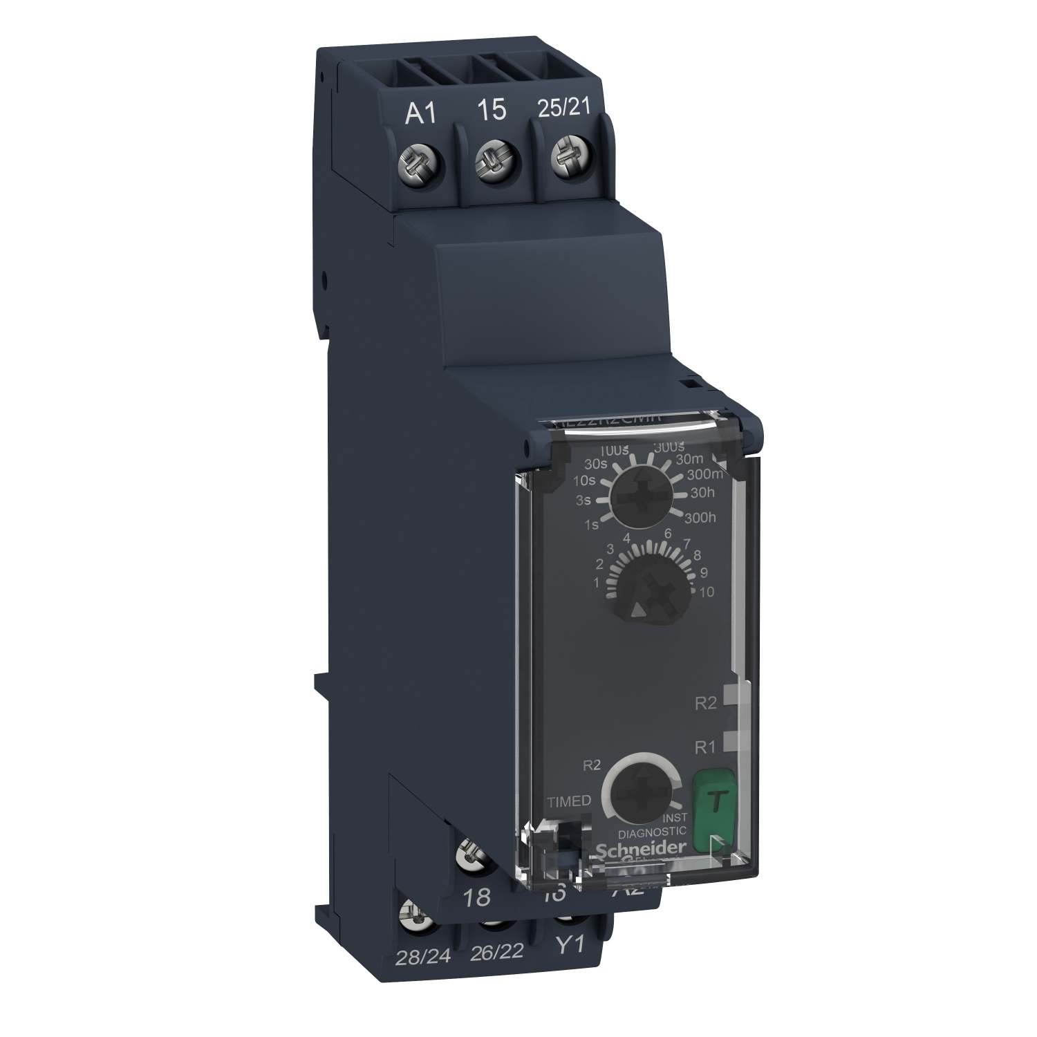 single function relay, Harmony Timer Relays, 8A, 2CO, 0.05s...300h, off delay, 24...240V AC DC