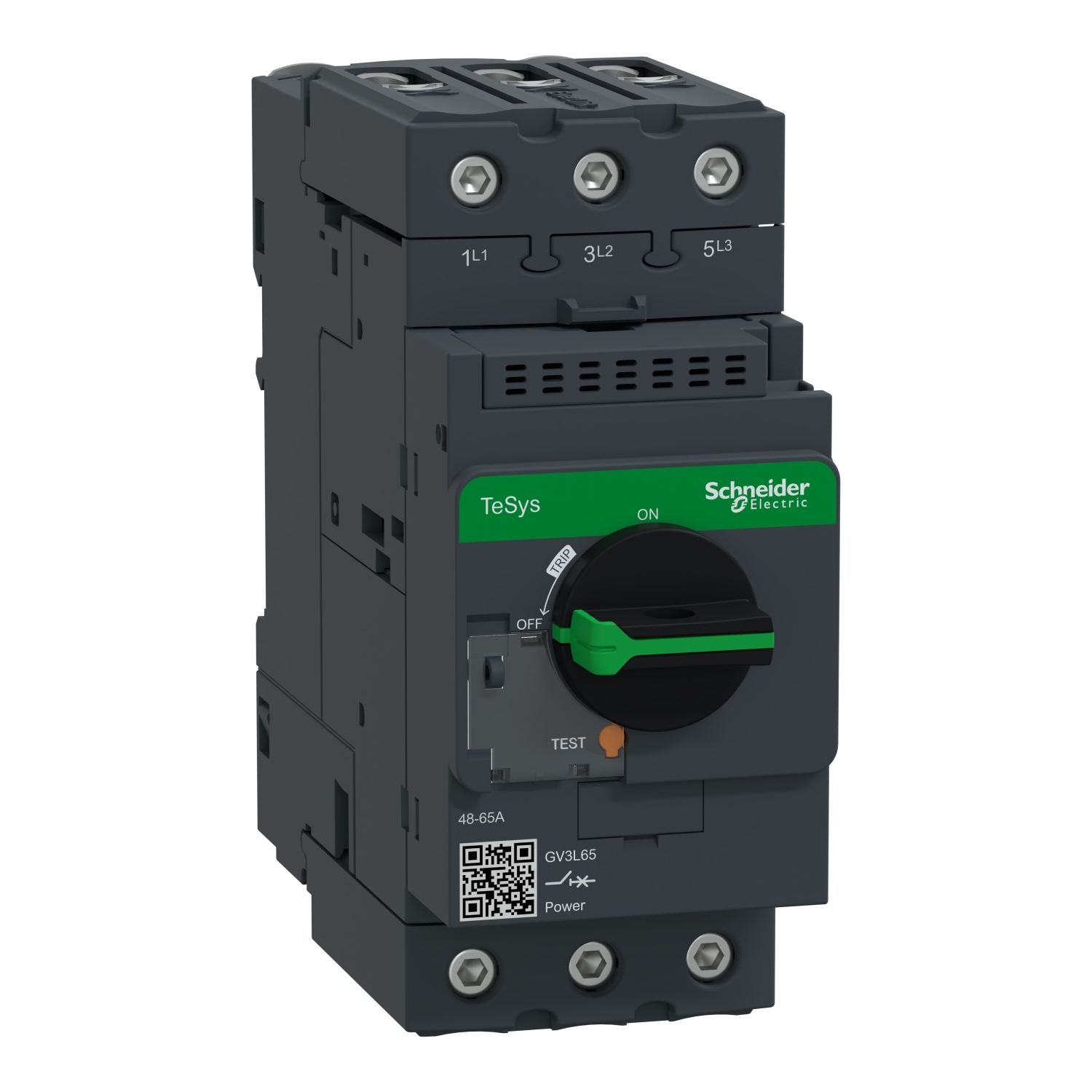 TeSys Deca Manual Starter and Protector, magnetic circuit protector, rotary handle, 65 A, EverLink BTR connectors