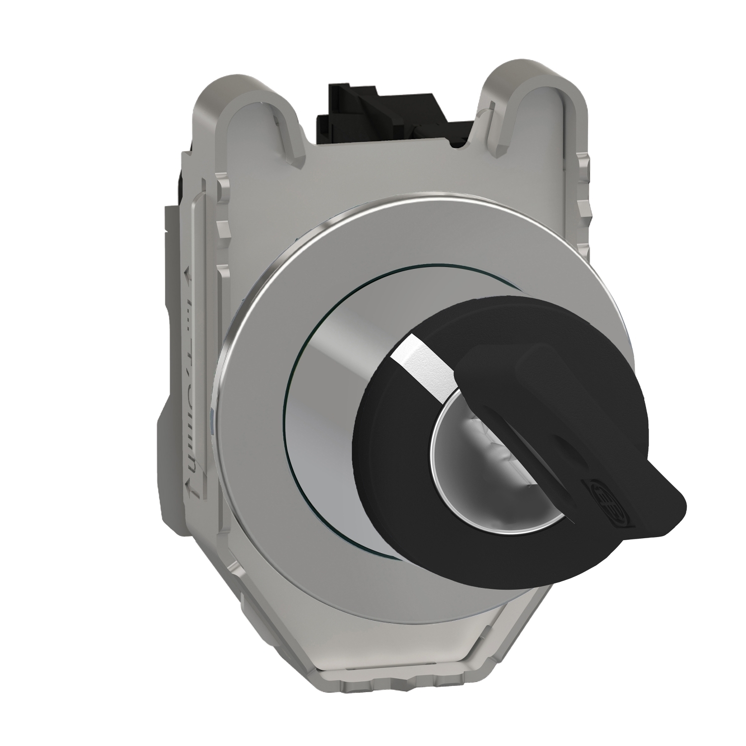 Key switch selector flush mounted, Harmony XB4, metal, black, 30mm, key 455, 2 positions, stay put, 1NO