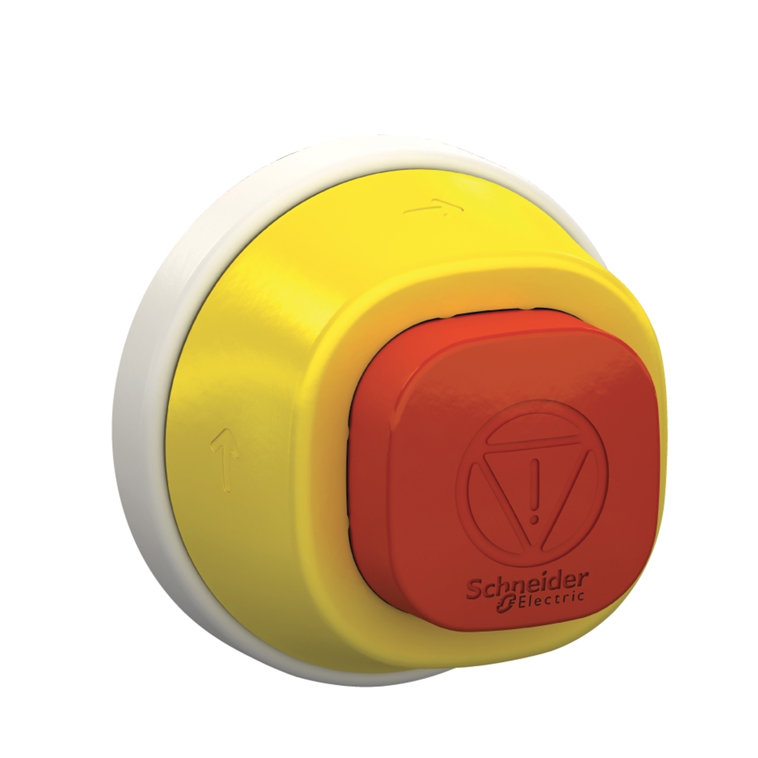 Illuminated emergency stop head, Harmony XB5, plastic, red, 22mm, trigger latching turn to release, red LED, 24V AC DC
