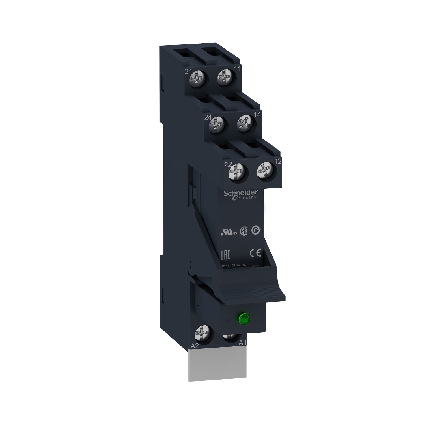 Interface plug-in relay, Harmony electromechanical relays, pre-assembled, 8A, 2CO, with LED, with protection circuit, 120V AC, 8800Ohm coil resistance