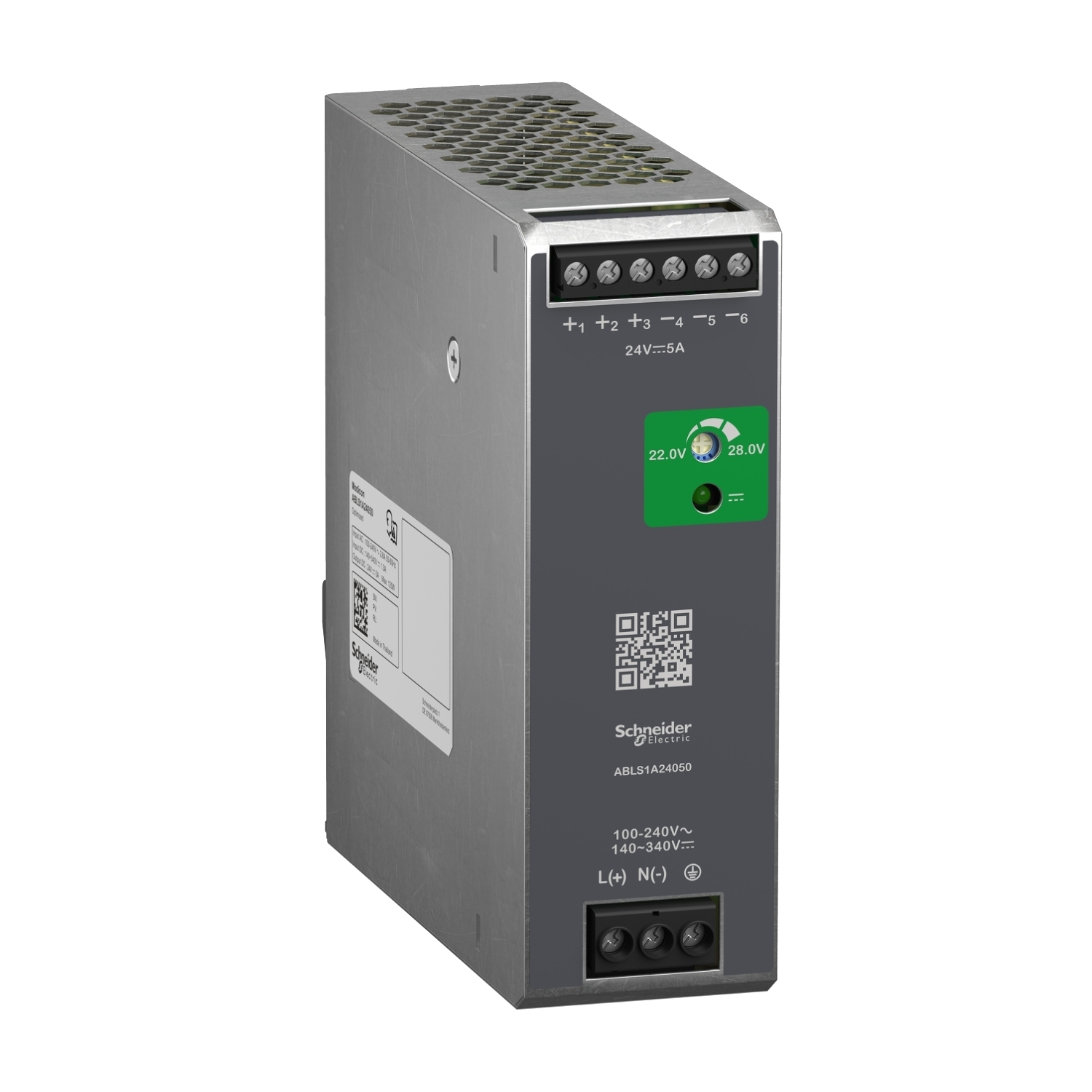 Regulated Power Supply, 100 to 240V AC, 24V, 5A, single phase, Optimized