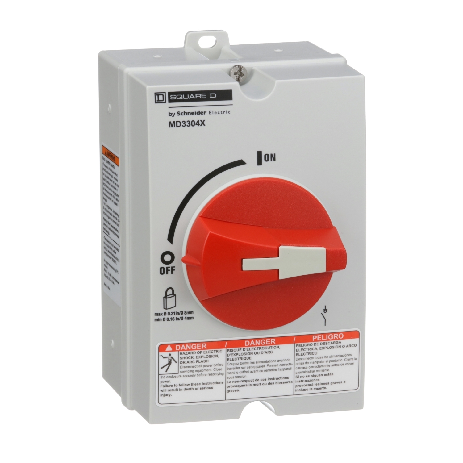 Motor disconnect switch, 3P, 30A, NEMA 1, 3, 3R, 4, 4X and 12 enclosure
