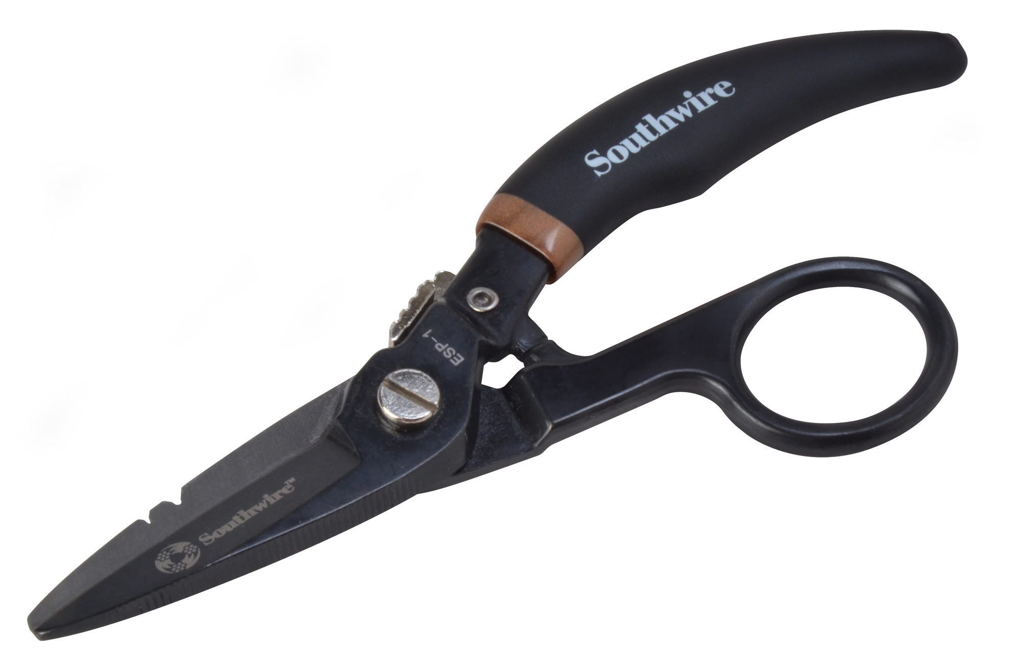 ESP-1 Electrician Scissors - Pro are designed with a unique (and patent pending) spring-loaded blade action. These snips provide very precise control, and the serrated blades grip wire as they cut for best result.