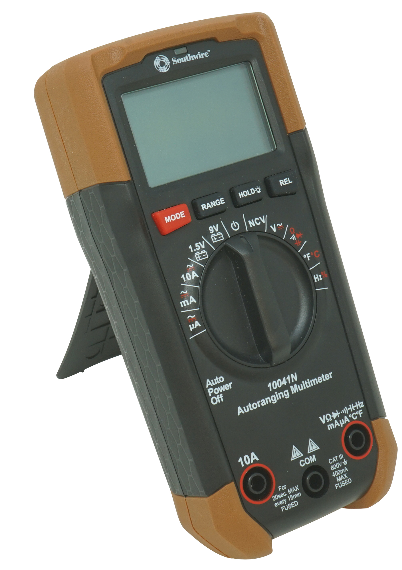 Durable and attractive auto-ranging multimeter that's perfect for the electrician or home owner.  12 measurement functions include AC/DC voltage. AC/DC current, resistance, continuity, capacitance, diode test and temperature.   Includes the most popular requested convenience features including backlit display, test probe holder, magnetic hanging strap compatible, and built-in non-contact voltage tester.  This robust meter can withstand a 6 foot drop without damage