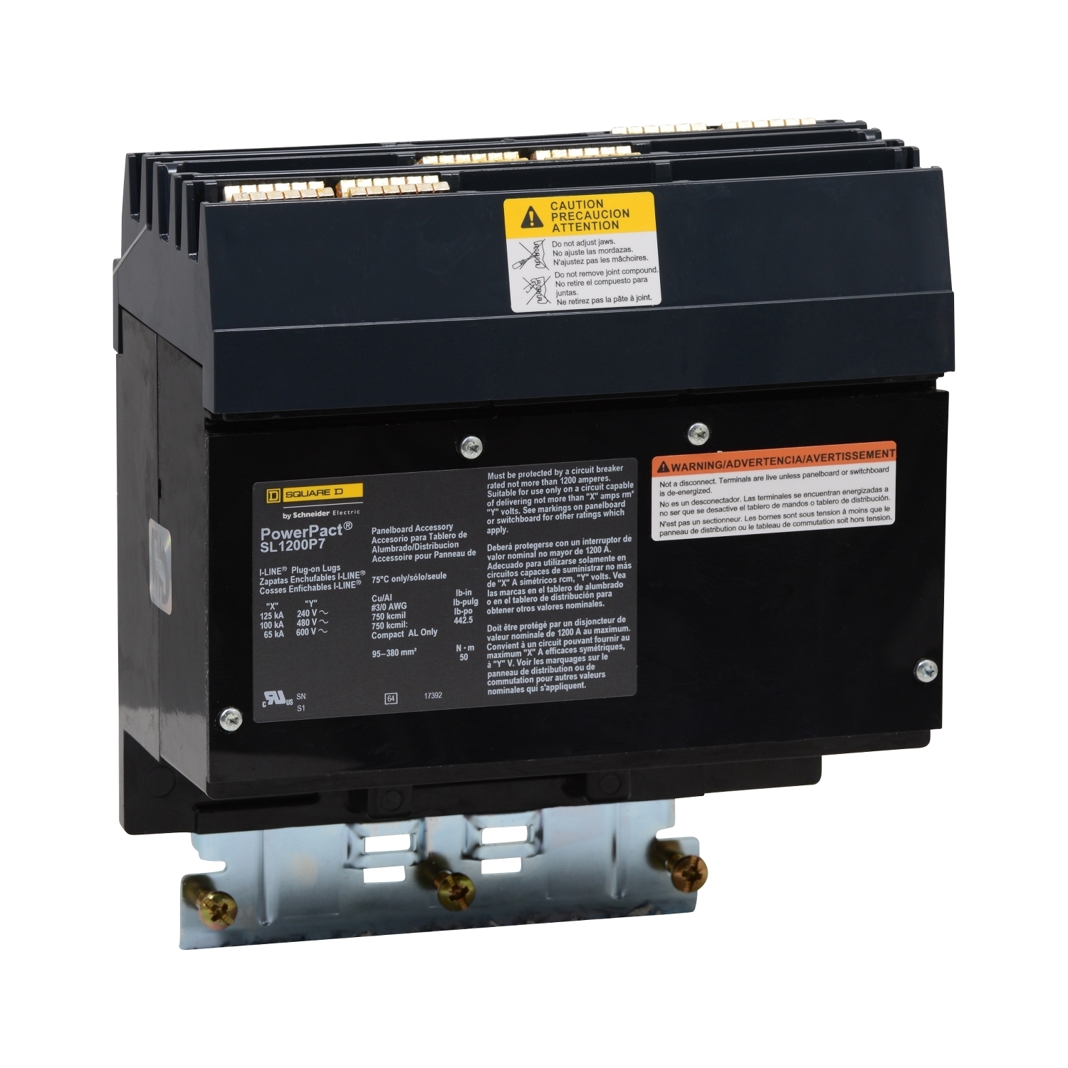 Accessory, I-line, bolt on circuit breakers, sub feed lugs, 1200A, 3/0 AWG to 750kcmil