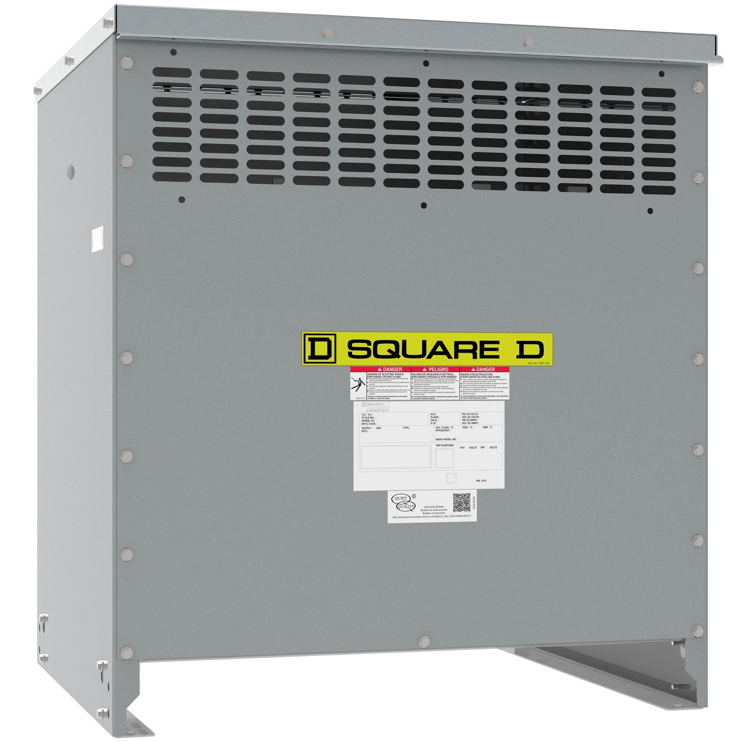 Transformer, dry type, DOE 2016, 75kVA, 3 phase, 480V delta primary, 240V delta secondary, 20M, 150C rise, 120V ctr