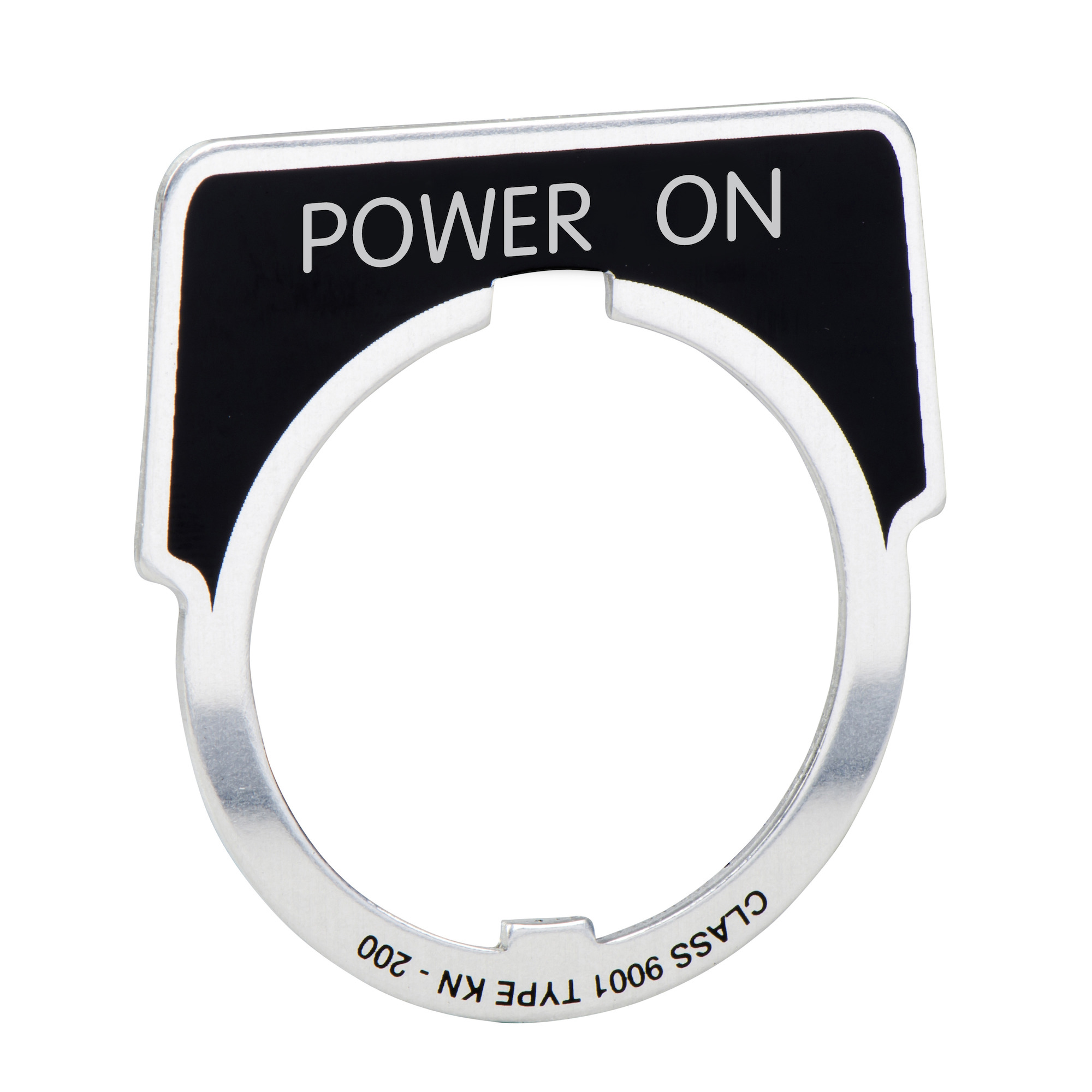 Harmony 9001K, Harmony 9001SK, legend, 30mm, aluminium, black with silver letters, 40x43mm, marking power ON