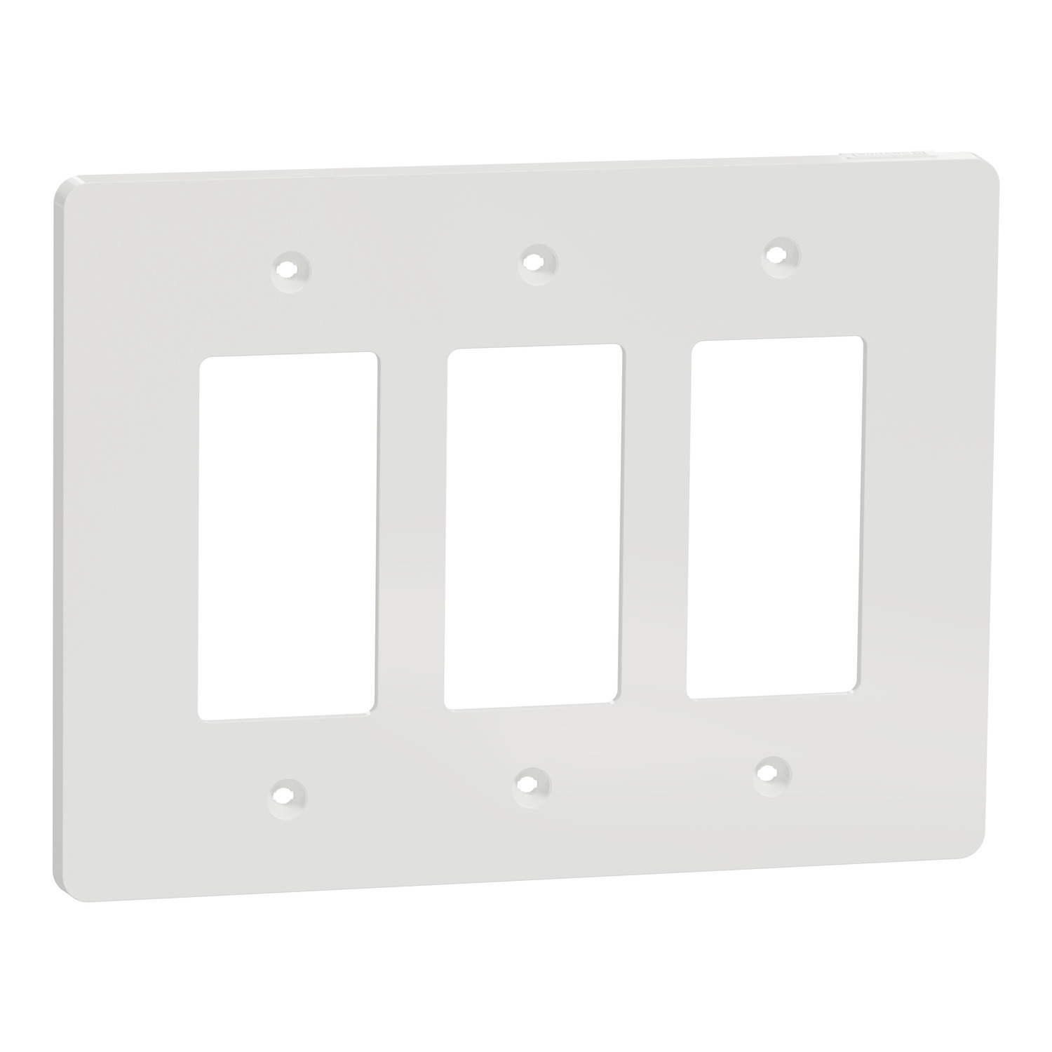 Cover frame, X Series, 3 gangs, screw fixed, mid sized plus, white, matte finish