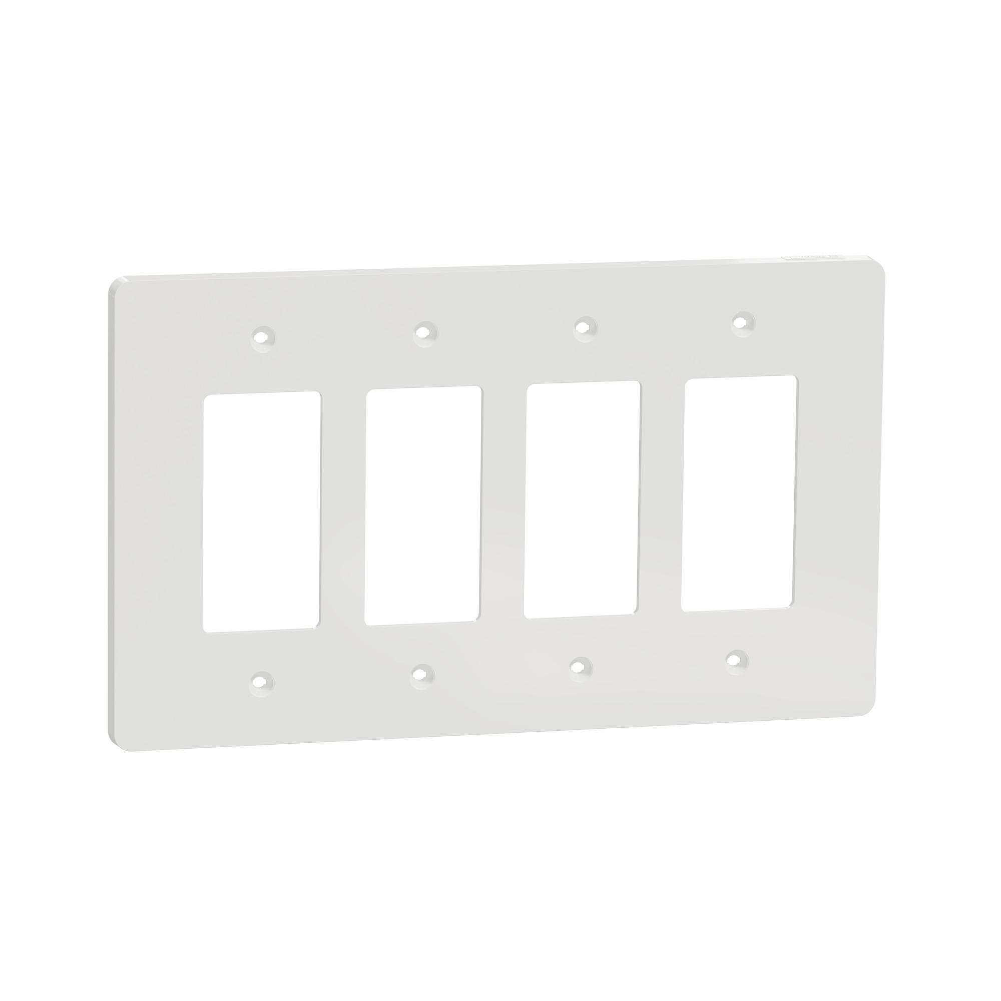 Cover frame, X Series, 4 gangs, screw fixed, mid sized, white, matte finish
