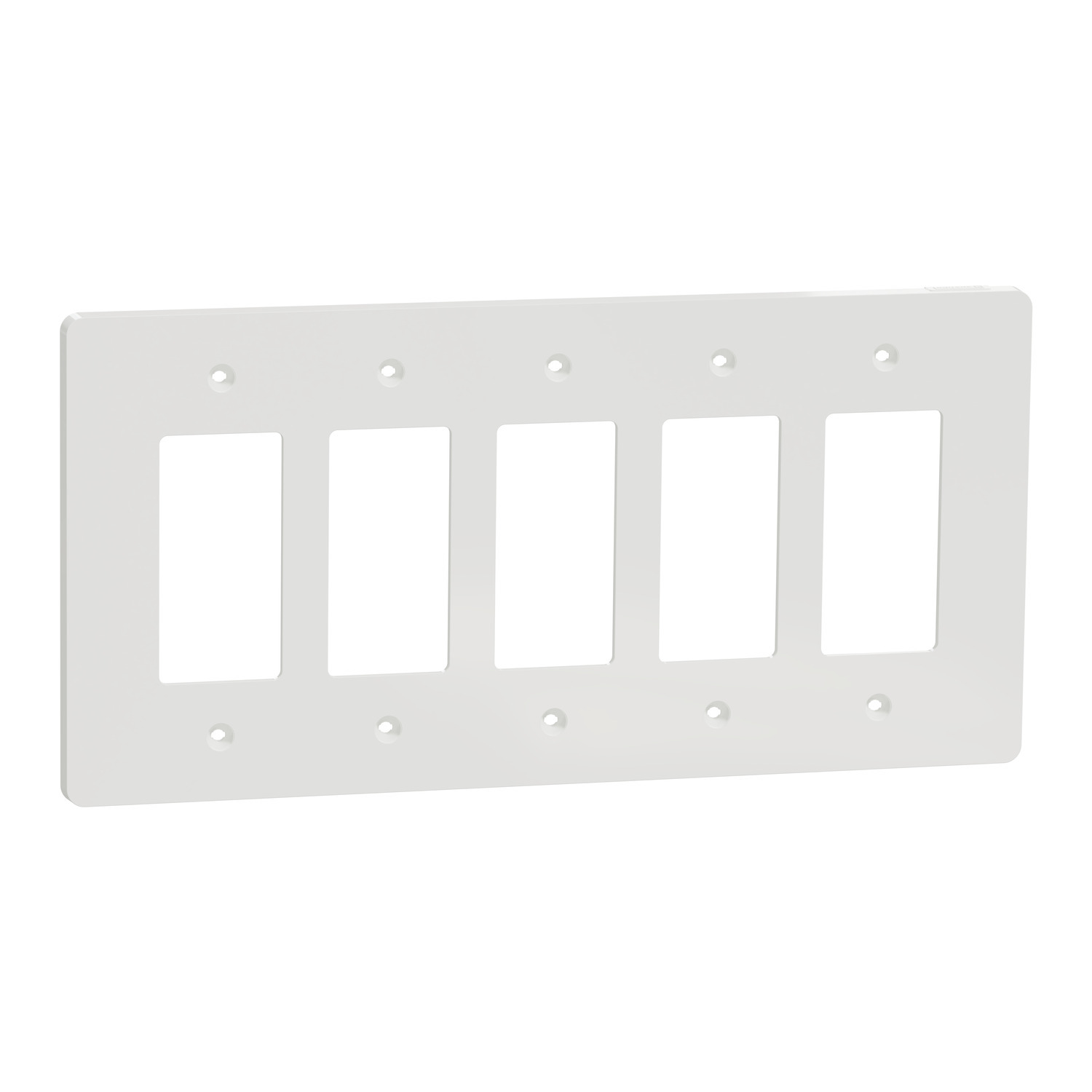 Cover frame, X Series, 5 gangs, screw fixed, mid sized plus, white, matte finish