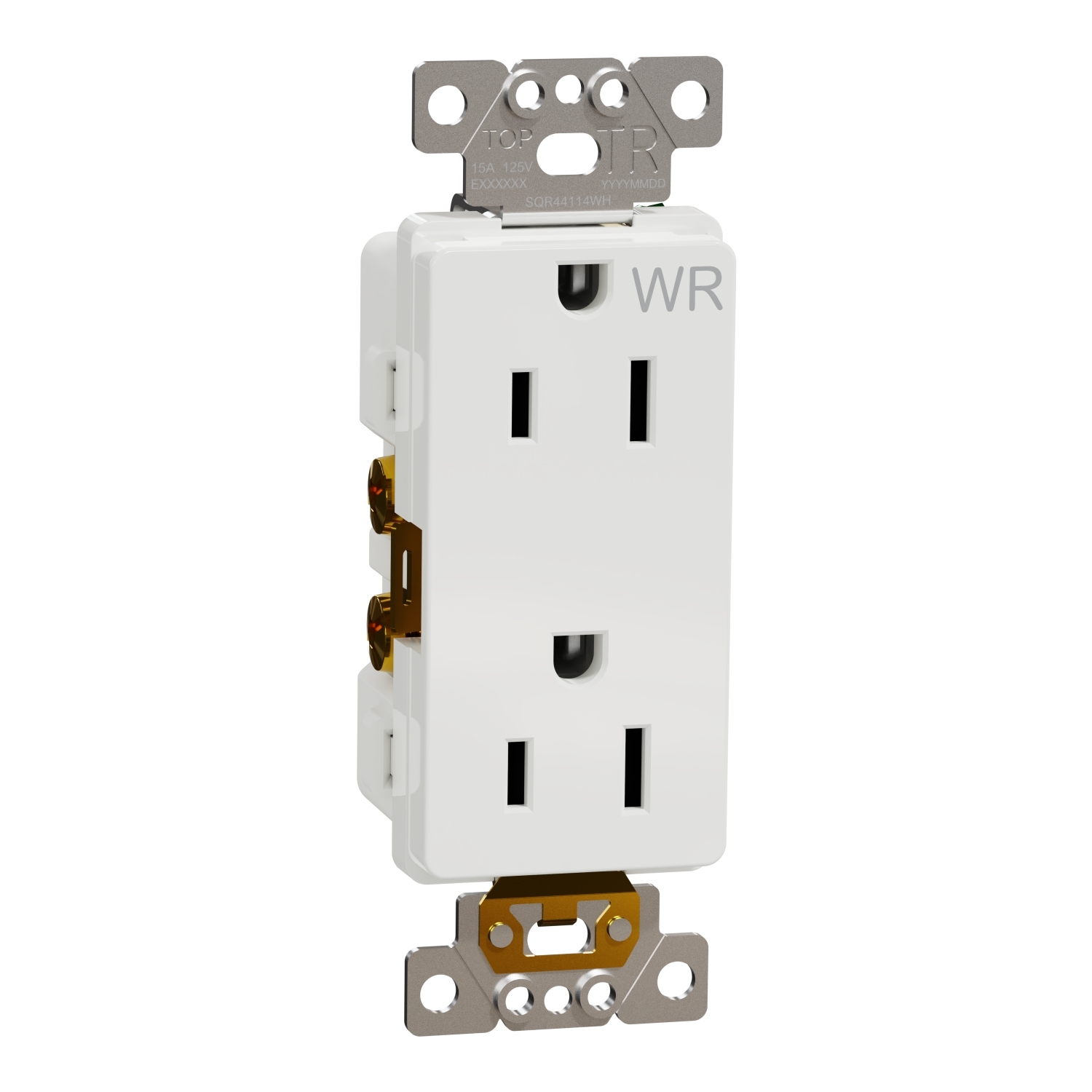 Socket-outlet, X Series, 15A, decorator, tamper resistant, weatherproof, commercial, white, matte finish