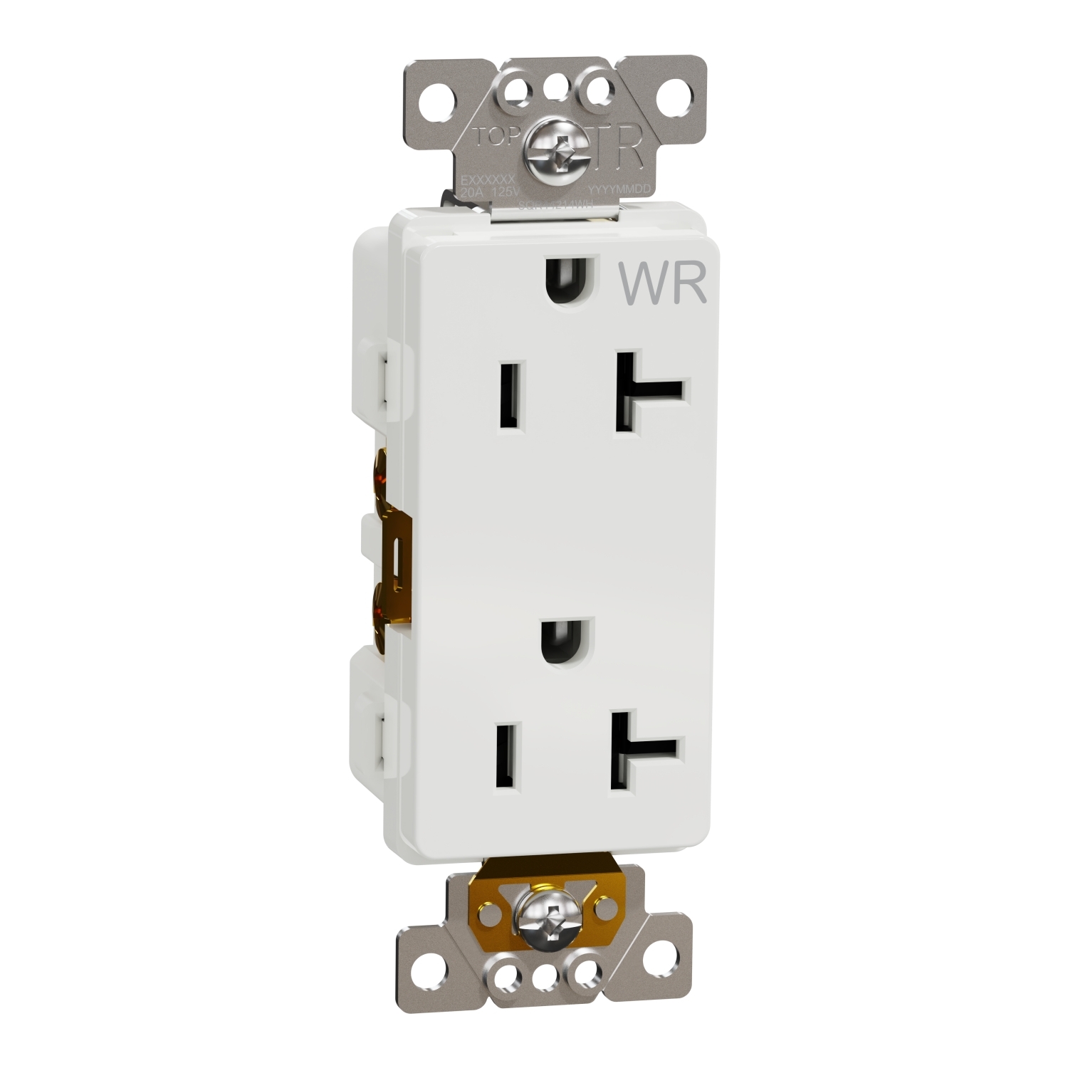 Socket-outlet, X Series, 20A, decorator, tamper resistant, weatherproof, commercial, white, matte finish
