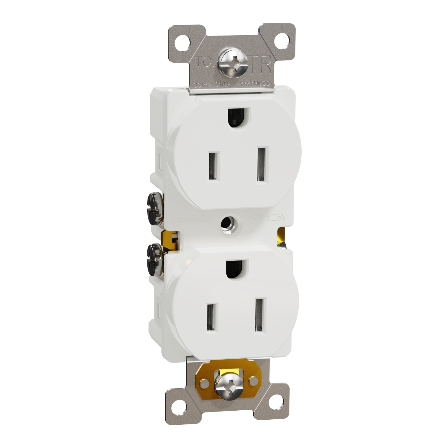 Socket-outlet, X Series, 15A, standard, duplex, tamper resistant, residential, white, matte finish