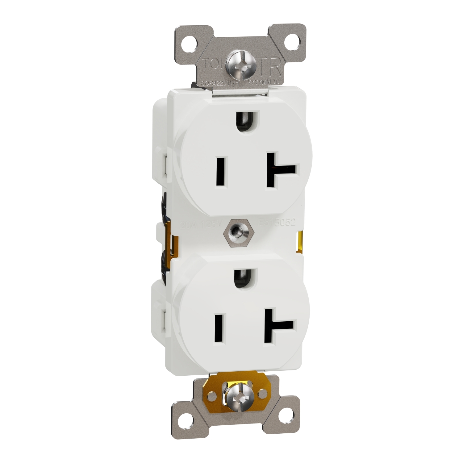 Socket-outlet, X Series, 20A, standard, duplex, tamper resistant, commercial, white, matte finish