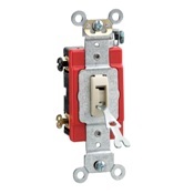 20-Amp, 120/277-Volt, Toggle Locking 3-Way AC Quiet Switch, Extra Heavy Duty Grade, Self Grounding, Back and Side Wired, Ivory