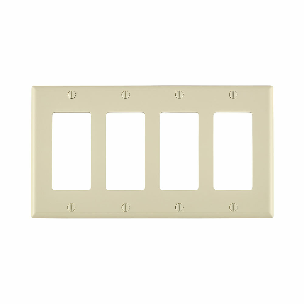 4-Gang Decora/GFCI Device Decora Wallplate, Standard Size, Thermoplastic Nylon, Device Mount, Light Almond