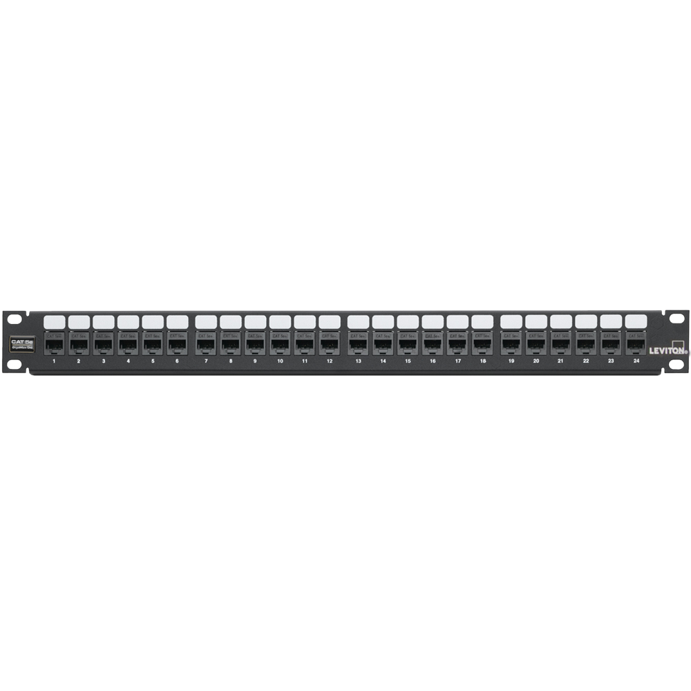 GigaMax 5E QuickPort Patch Panel, 24-Port, 1RU, Cat 5E, Cable Management Bar Included