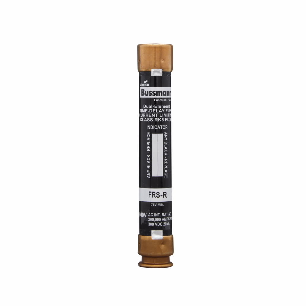 Eaton Bussmann series FRS-R fuse, 25 A, Dual, Class RK5, With Indicator, Ferrule end x ferrule end, 10 sec at 500%, 20 kAIC at 300 Vdc,200 kAIC at 600 V, Standard, 600 V, 300 Vdc