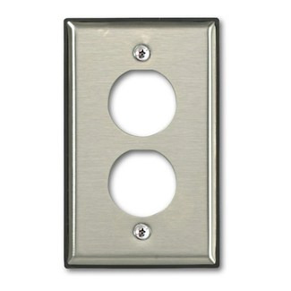 DuraPort Industrial Stainless Steel Wallplate, single gang, 2-port.  Connector housing and cap not included.