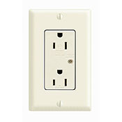 15-Amp, 125-Volt, Decora Plus Duplex Surge Suppressor Receptacle, Straight Blade, Industrial Grade, Self Grounding, Brown