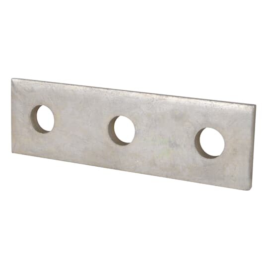 Plate, Three Hole Splice, Length 5-3/8 Inch, Width 1-5/8 Inch, Hole Diameter 9/16 Inch, Electro-Galvanized Steel