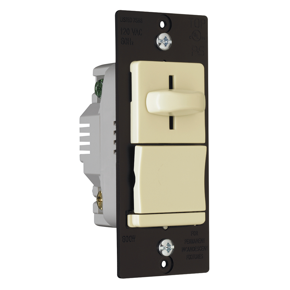 Incandescent Slide Dimmer, Preset 600W, Ivory