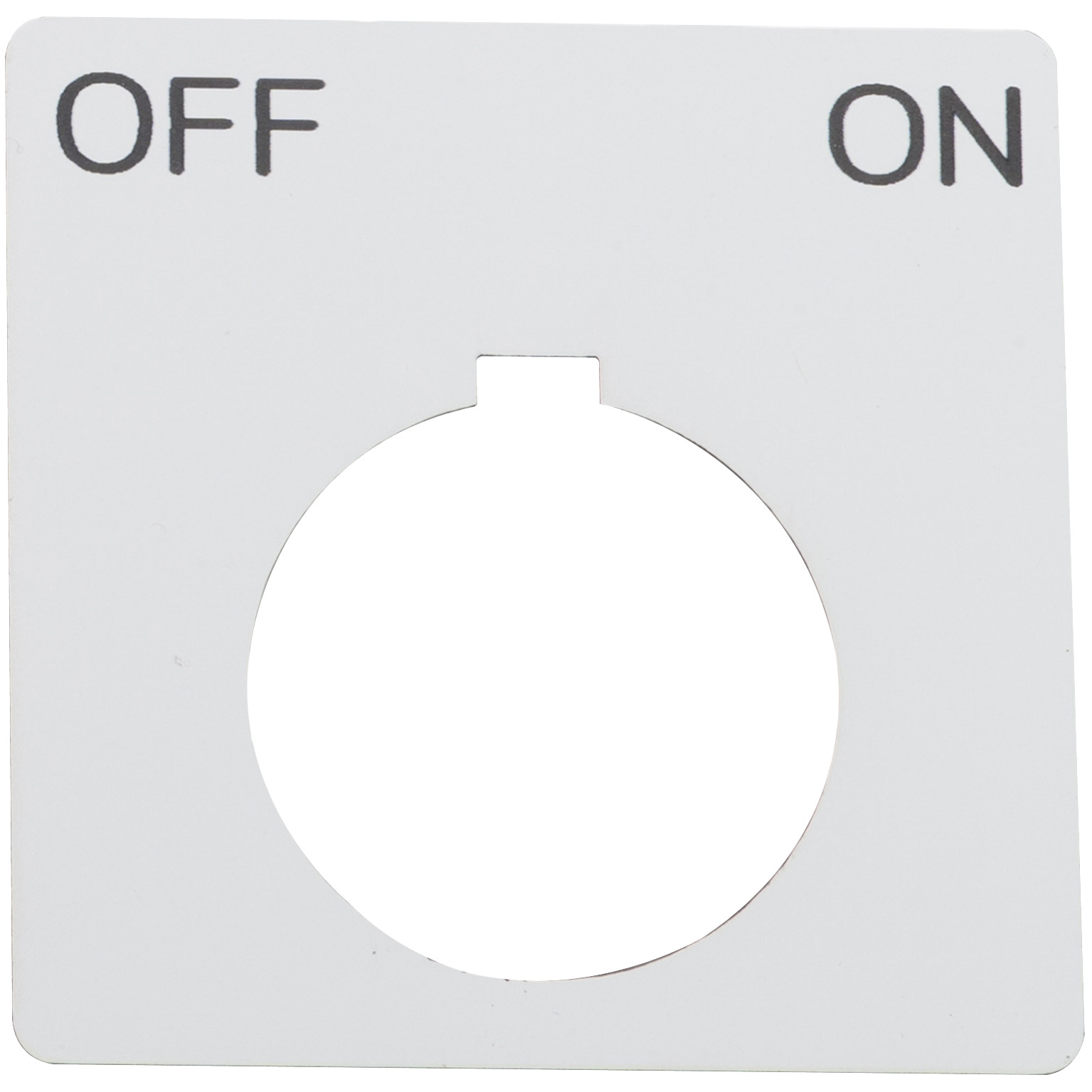 Legend, Harmony 9001K, Harmony 9001SK, 30mm, plastic, white with black letters, 57mm square, marking OFF-ON