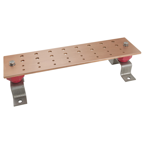 Copper Grounding Bus Bar Kit, 4in Wide, 16in Length, 32 Mounting Points