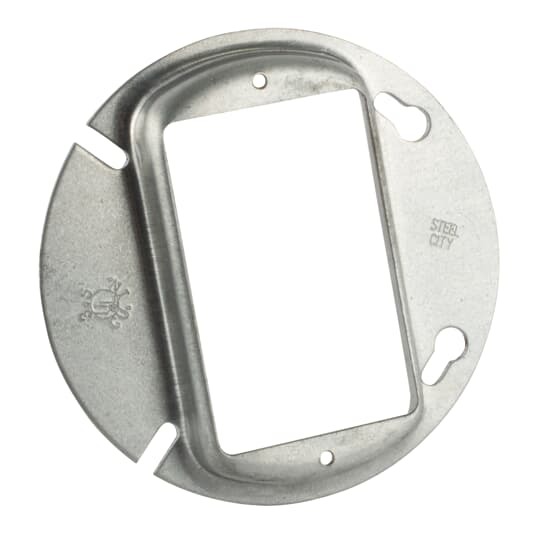 Single Gang Octagon Box Cover, 3.5 Cubic Inches, 4 Inch Diameter x 5/8 Inch Raised, Pre-Galvanized Steel, For use with Round Boxes