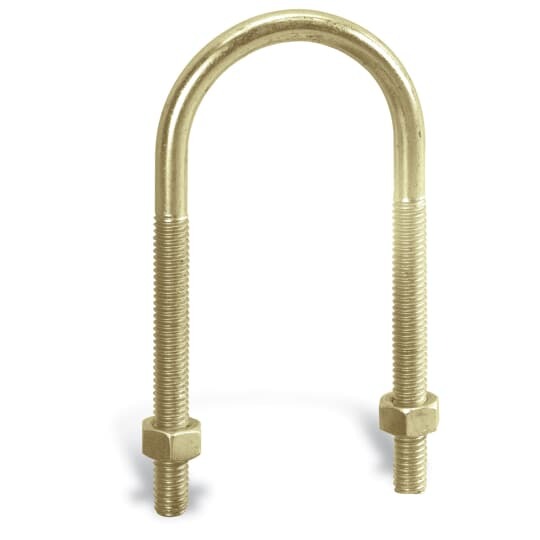 U Bolt, Size 1-1/2 Inch, Diameter 2 Inches, Length 3-3/4 Inches, Thread Length 1-3/4 Inch, Thread Size 5/16 - 18 Inch, Material Steel