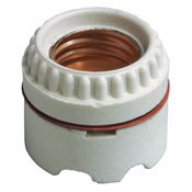 Medium Base, Two-Piece, Keyless, Incandescent, Unglazed Porcelain Lampholder, Ring-Type, Single Circuit, Back Wired, White