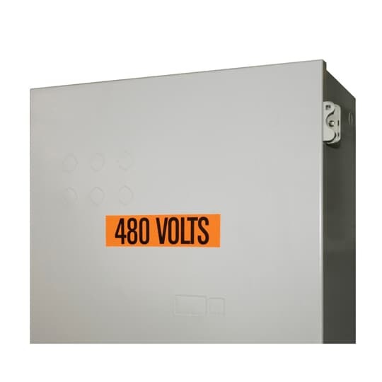 Conduit and Voltage Marker Cards - Vinyl, , Legend 480 VOLTS, Character height 7/8 inches.