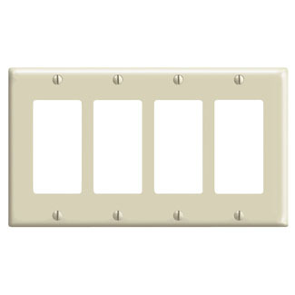 4-Gang Decora/GFCI Device Decora Wallplate, Standard Size, Thermoset, Device Mount, Ivory