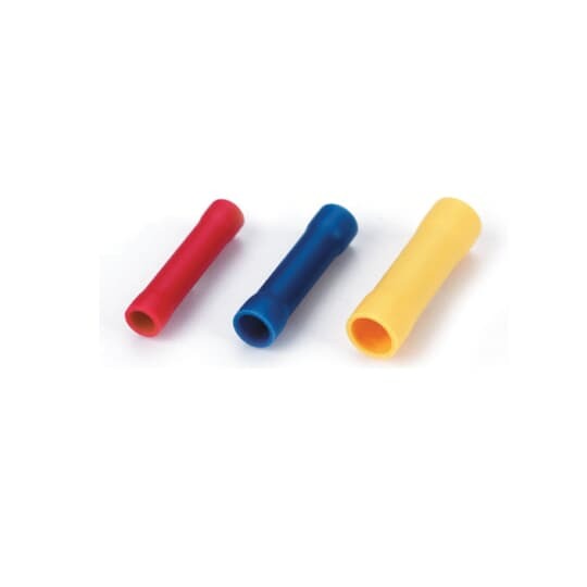 Vinyl Insulated Butt Splice, Length .986 Inches, Outer Diameter .177 Inches, Inner Diameter .091 Inches, Wire Range #16-#14 AWG, Color Blue, Copper, Tin Plated