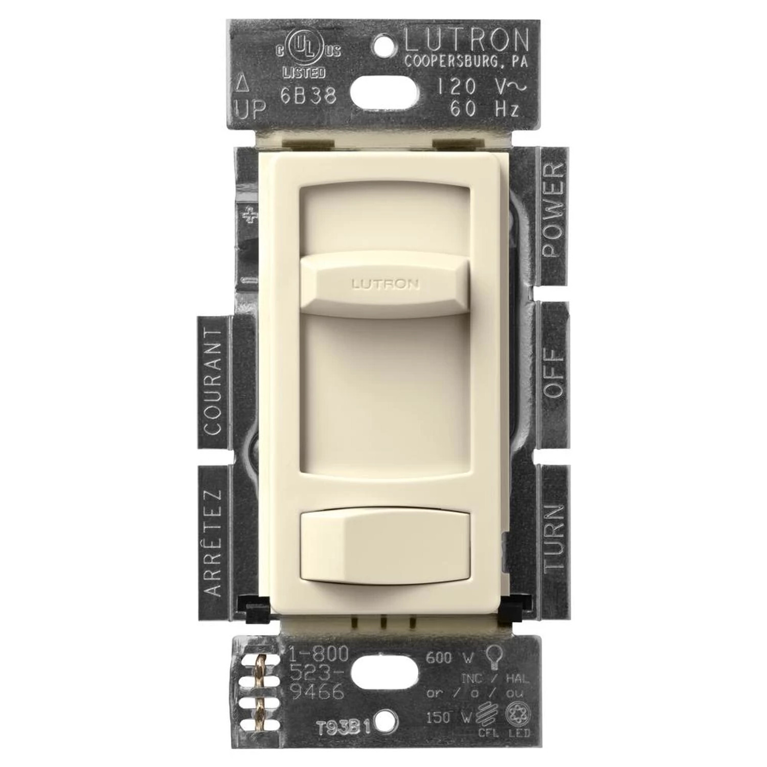 Skylark Contour LED+ Dimmer, Incandescent/Halogen, 3-way/single-pole, 150W LED or 600W inc/hal in almond