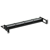 GigaMax 5e Universal Recessed Patch Panel, 24-port, 1RU, CAT 5e.  Cable Management bar included.