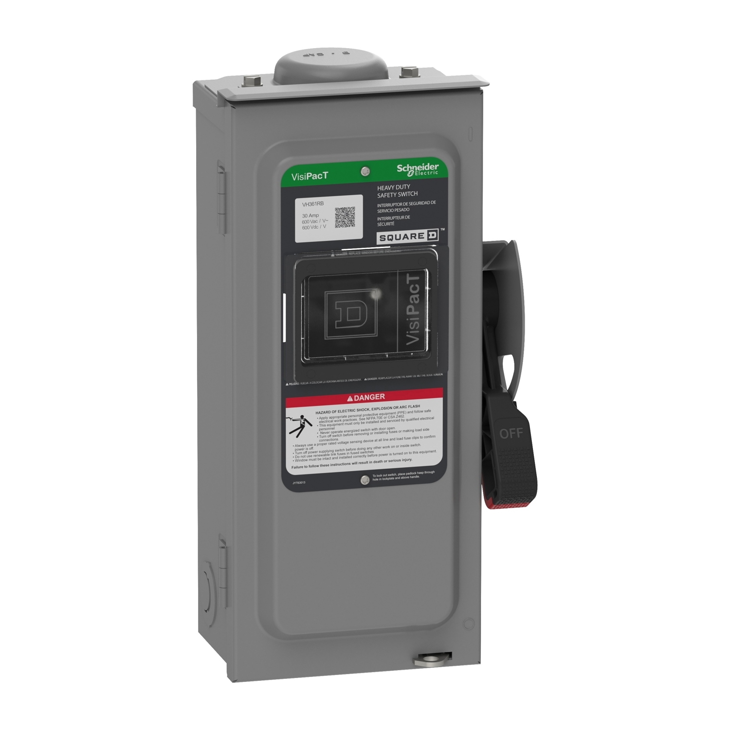 Safety switch, VisiPacT, heavy duty, fused, viewing window, NEMA 3R, 600V, 30A, 3 pole