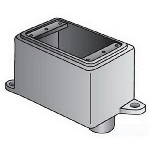 OZ-Gedney Type FDA Deep Cast Device Box, Gray Iron, Size: 1/2 IN, Ridge Top Construction, 28 CU-IN Capacity, No, 2-15/16 IN Width, 3-1/16 IN Depth, 4-11/16 IN Height, Finish: Zinc Electroplated With Aluminum Enamel, Third Party Certification