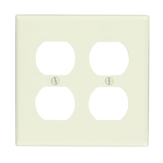 2-Gang Duplex Device Receptacle Wallplate, Standard Size, Thermoset, Device Mount, Light Almond
