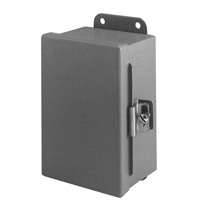 Eaton B-Line series JIC panel enclosure, 10" height, 8" length, 10" width, NEMA 12, Hinged cover, 12CHC enclosure, Wall mount, Small single door, External mounting feet, Carbon steel, Seamless poured in-place gasket
