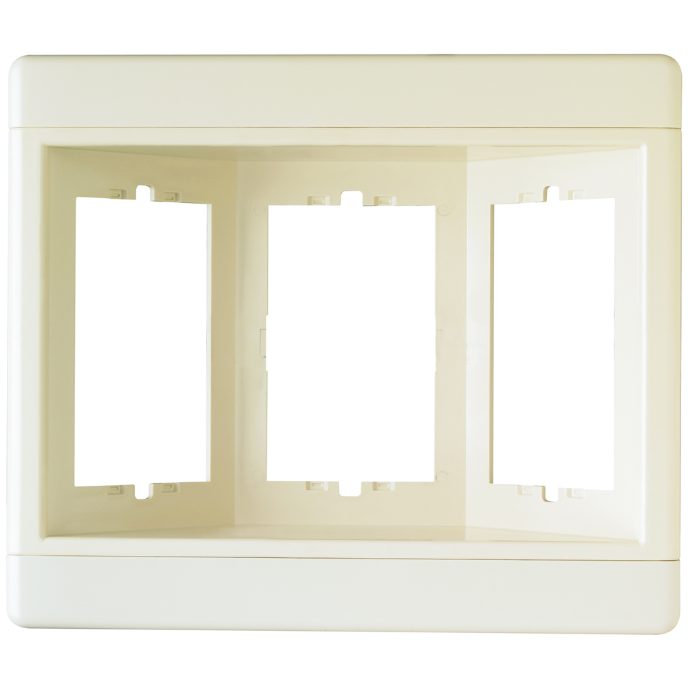 Triple Gang Recessed TV Box. Frame Only. Light Almond.