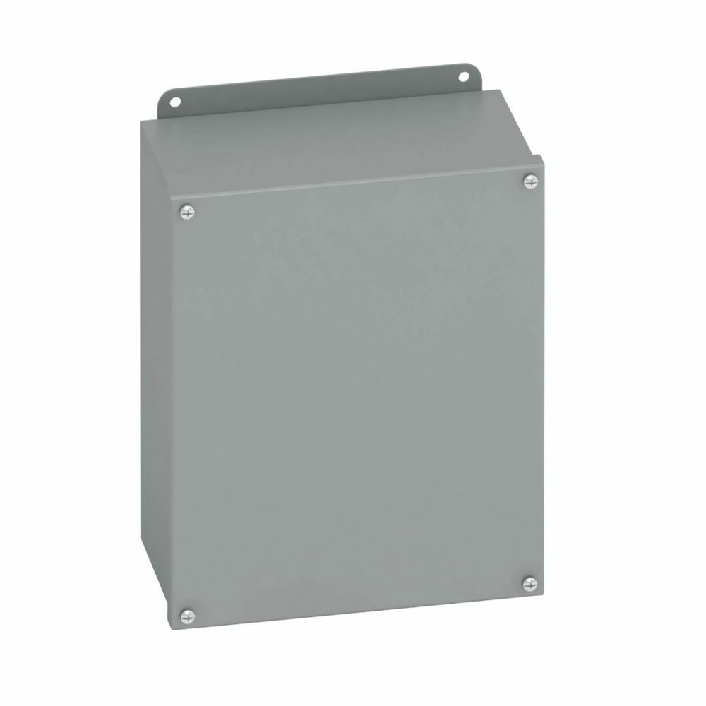 Eaton B-Line series JIC panel enclosure, 12" height, 6" length, 12" width, NEMA 12, Screw cover, 12SC enclosure, Wall mount, Small single door, External mounting feet, Carbon steel, Oil-resistant gasket