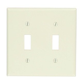 2-Gang Toggle Device Switch Wallplate, Standard Size, Thermoset, Device Mount, Light Almond