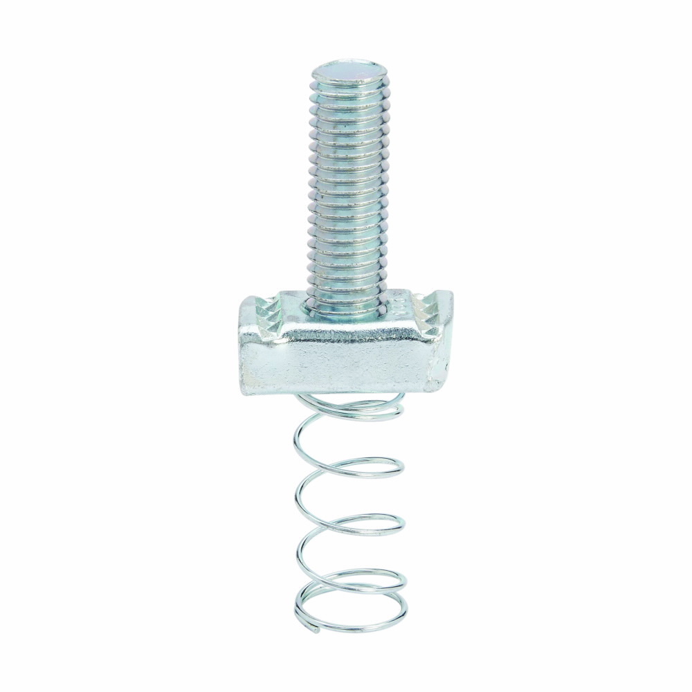 Eaton B-Line series stud nut with spring, 0.85" H x 2.8750" L x 1.31" W, Steel, Electro-plated, 3/8?-16 bolt size