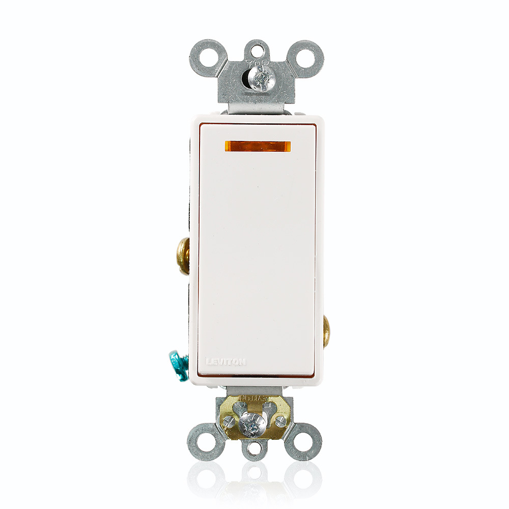 20-Amp 120-Volt Decora Plus Rocker Lighted Handle, Illuminated OFF Single-Pole AC Quiet Switch, White