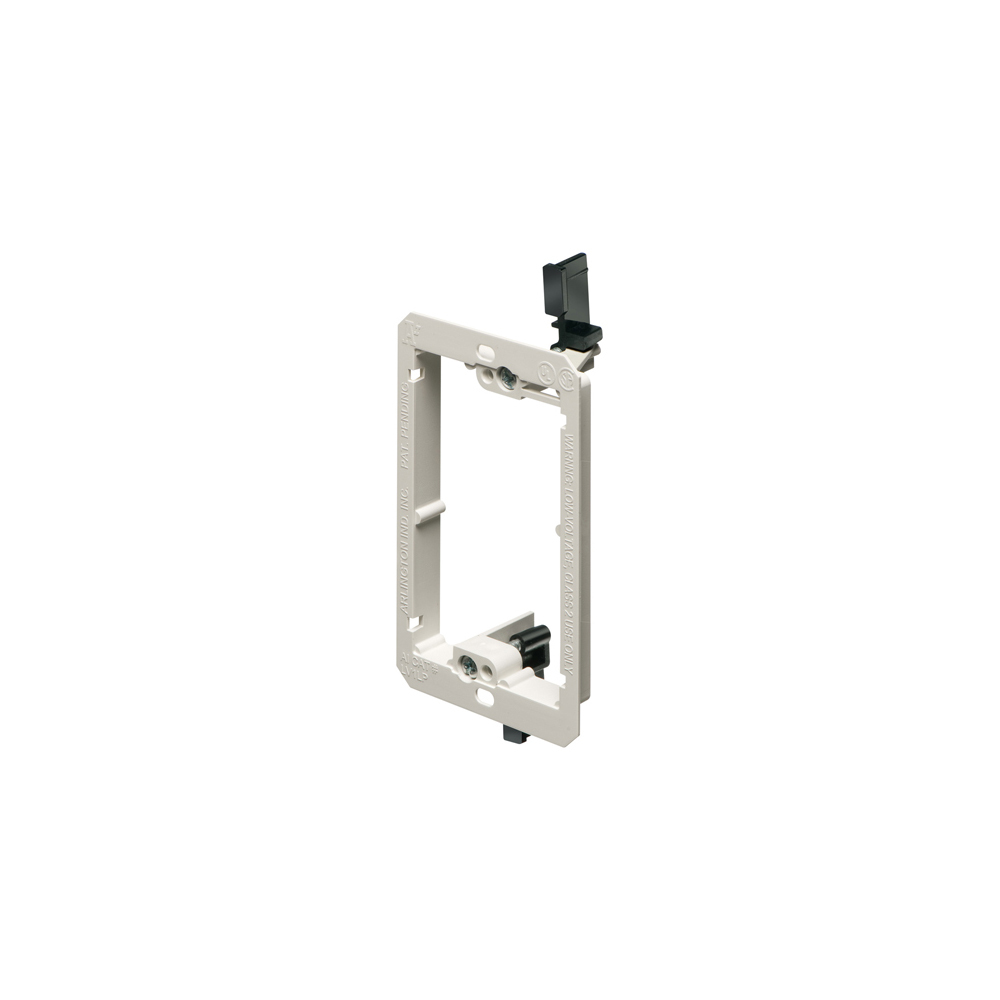 Low Voltage mounting bracket, single gang for installation on existing construction for class 2 wiring only. Low Profile.