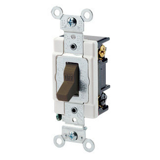 20-Amp, 120/277-Volt, Toggle 3-Way AC Quiet Switch, Heavy Duty Grade, Grounding, Brown