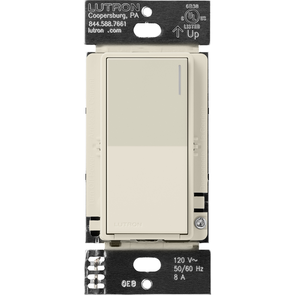 RadioRA 3 Sunnata RF Switch, 120 V, 50/60 Hz, 8 A light, 1/4 HP 5.8 A Motor, pumice