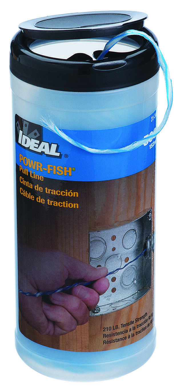 IDEAL, Pull-Line, Powr-Fish, Heavy Duty, Length: 500 FT, Tensile Strength: 210 LB, Material: Fiber Polyline, Color: White With Blue Tracer